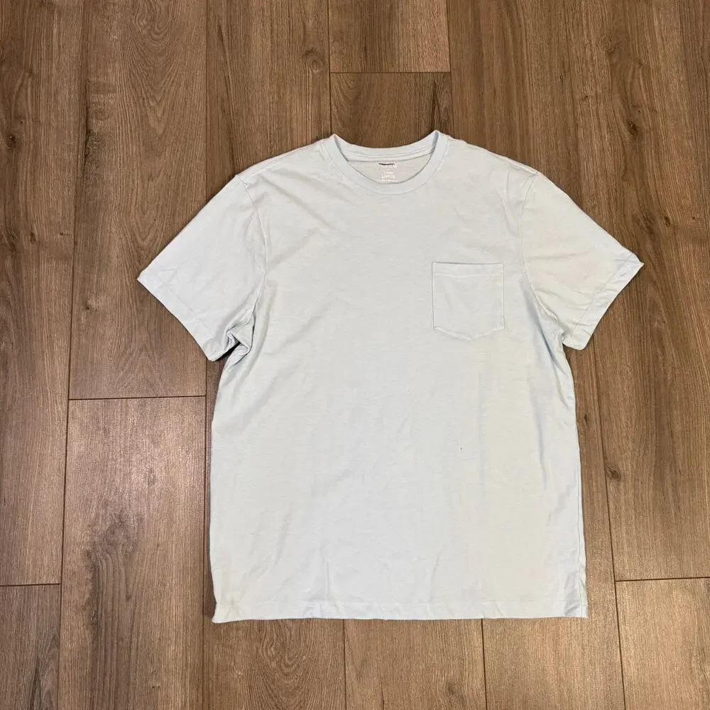 J.Crew Washed Jersey Pocket Tee Mens L Sky Mist Crewneck Pullover Short Sleeves
